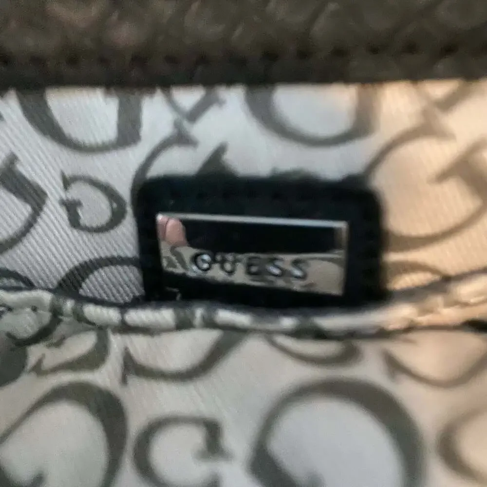 Guess Los Angeles Black Faux Python Embossed Satchel Handbag Y2K